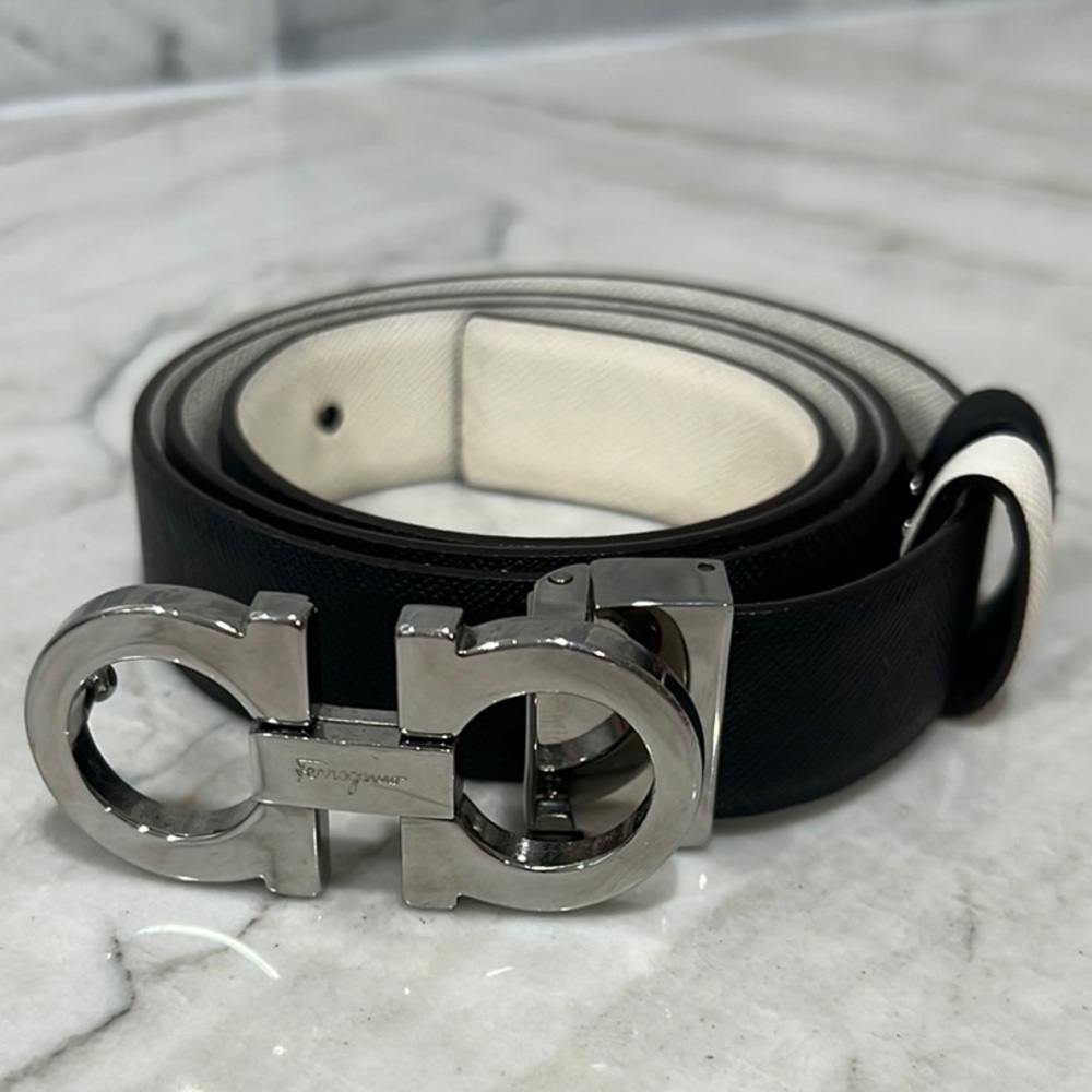 vintage belt Black and Silver reversable